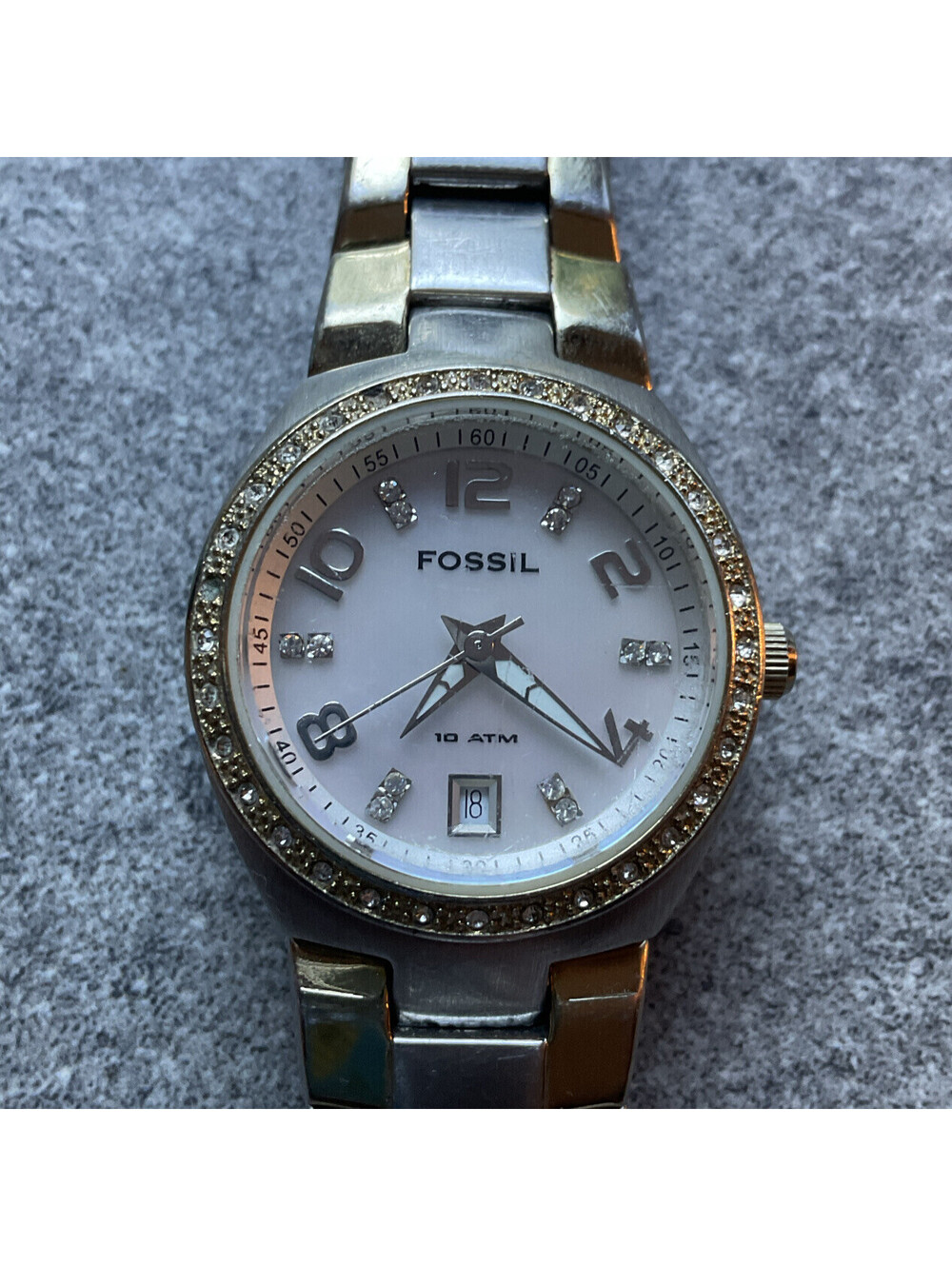 Fossil Stella ES3815 Womens Rose Gold Stainless Watch W/Calendar Dial EUC Bin U